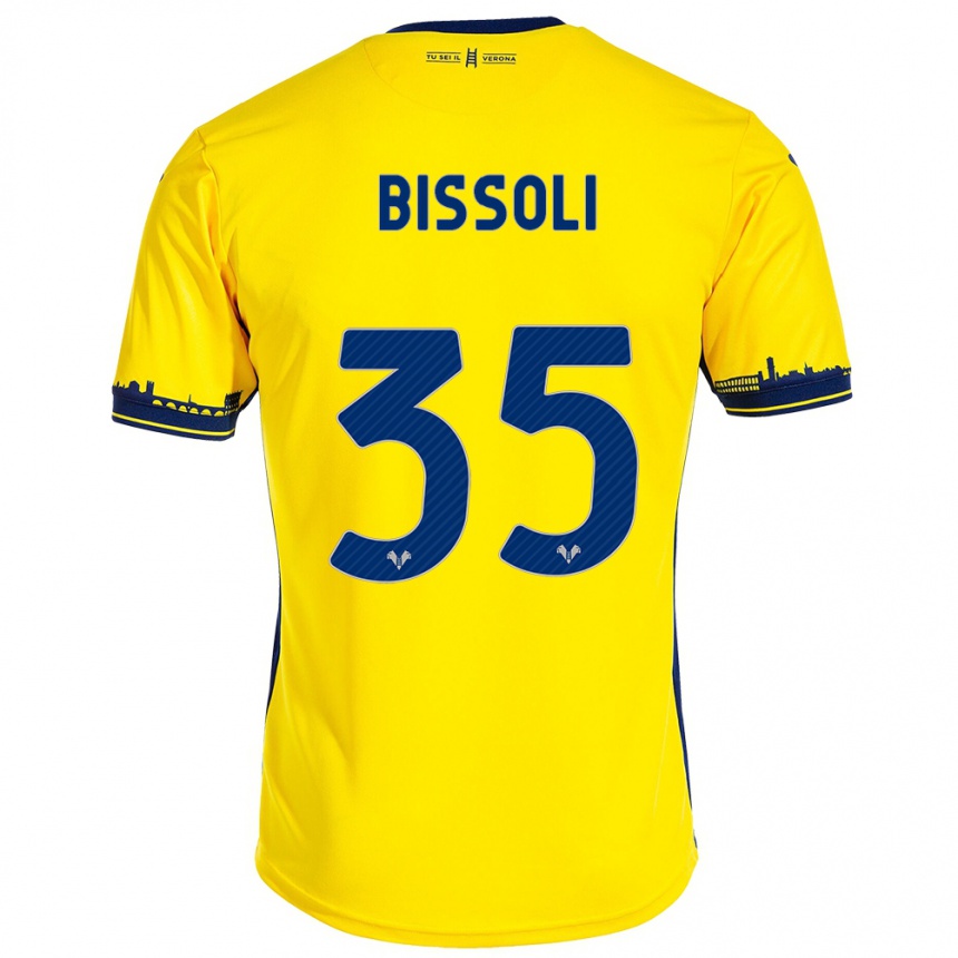 Niño Fútbol Camiseta Noemí Bissoli #35 Amarillo 2ª Equipación 2023/24 Perú