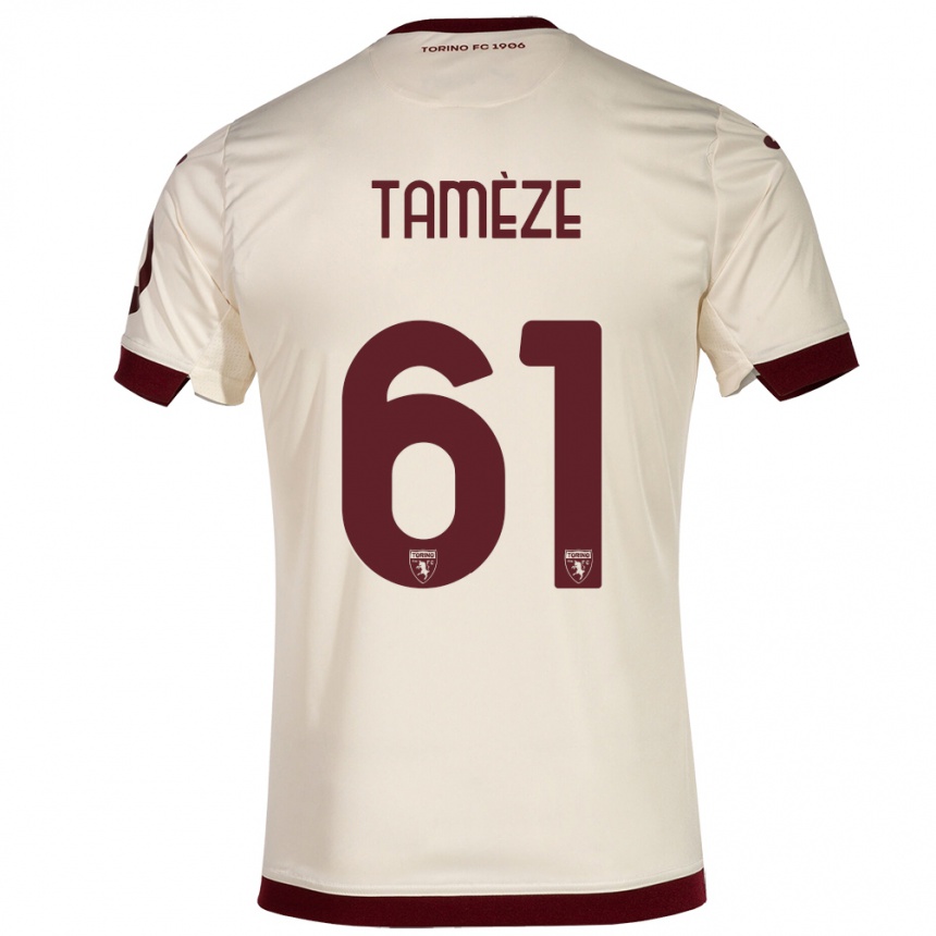 Niño Fútbol Camiseta Adrien Tamèze #61 Champán 2ª Equipación 2023/24 Perú