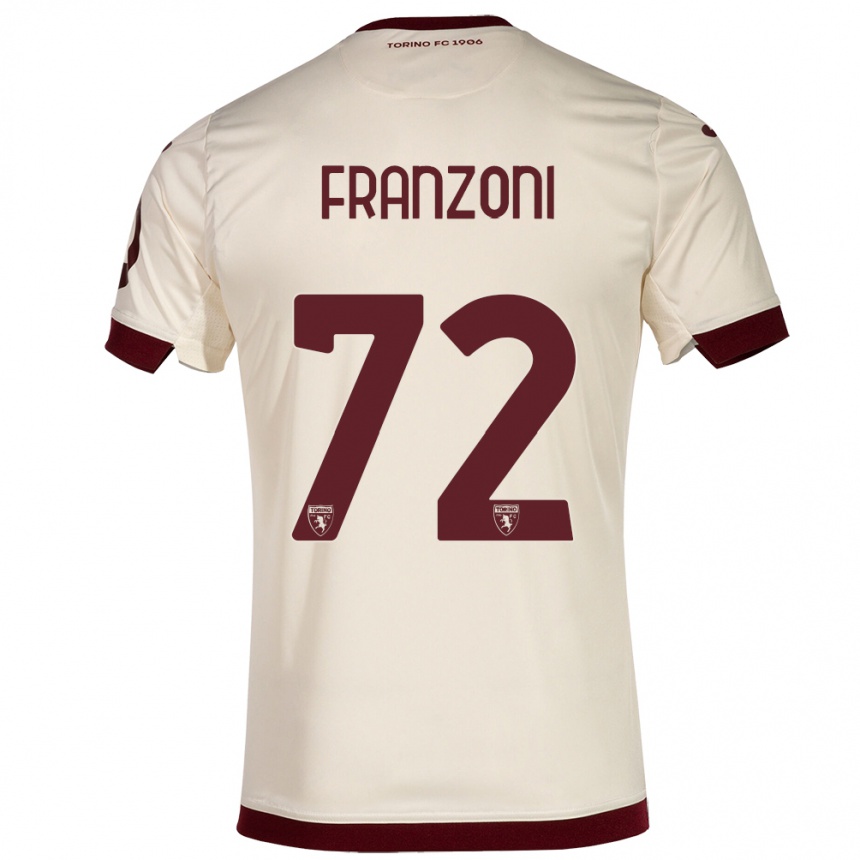 Niño Fútbol Camiseta Nicolò Franzoni #72 Champán 2ª Equipación 2023/24 Perú