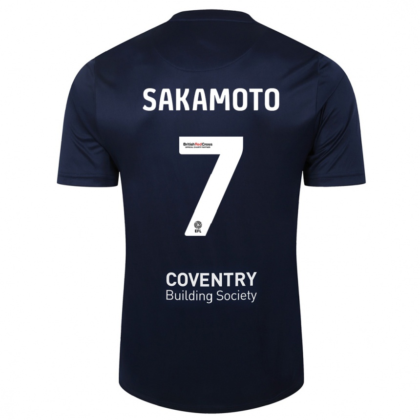 Niño Fútbol Camiseta Tatsuhiro Sakamoto #7 Rojo Azul Marino 2ª Equipación 2023/24 Perú