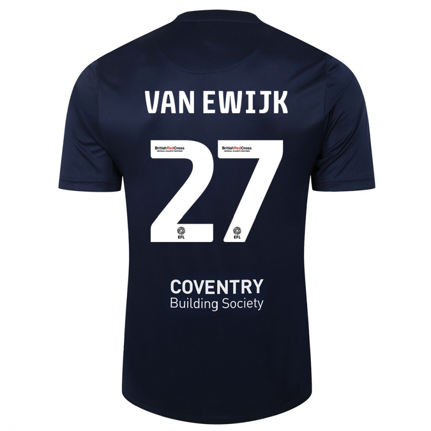 Niño Fútbol Camiseta Milan Van Ewijk #27 Rojo Azul Marino 2ª Equipación 2023/24 Perú