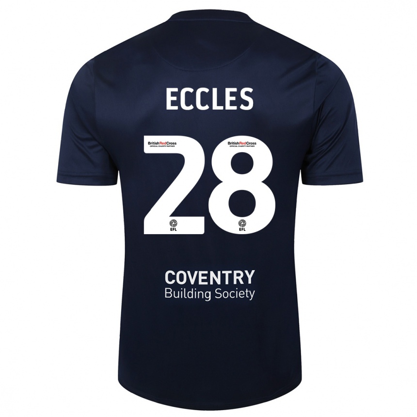 Niño Fútbol Camiseta Josh Eccles #28 Rojo Azul Marino 2ª Equipación 2023/24 Perú