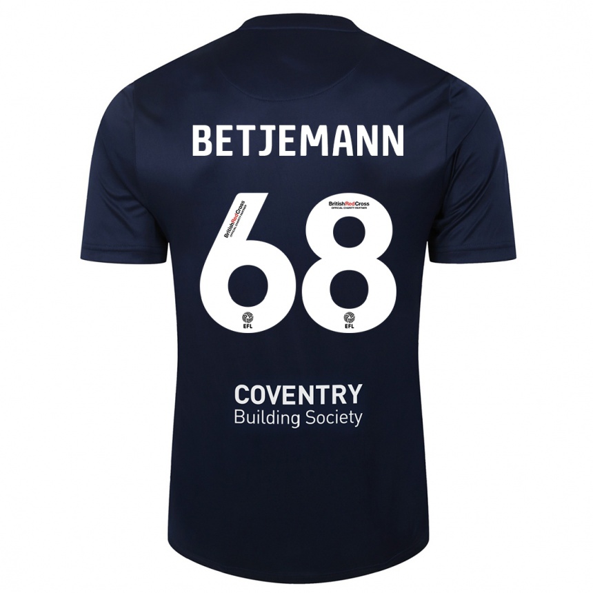 Niño Fútbol Camiseta Elliot Betjemann #68 Rojo Azul Marino 2ª Equipación 2023/24 Perú