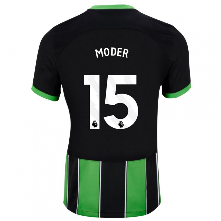 Niño Fútbol Camiseta Jakub Moder #15 Verde Negro 2ª Equipación 2023/24 Perú