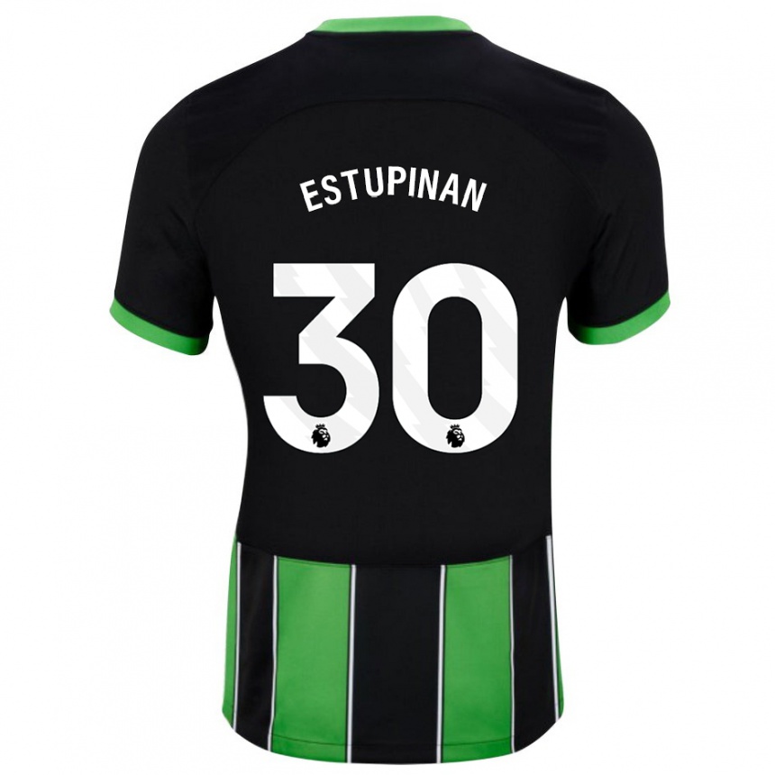 Niño Fútbol Camiseta Pervis Estupiñán #30 Verde Negro 2ª Equipación 2023/24 Perú