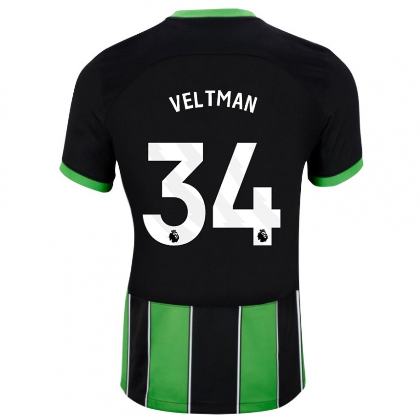 Niño Fútbol Camiseta Joël Veltman #34 Verde Negro 2ª Equipación 2023/24 Perú