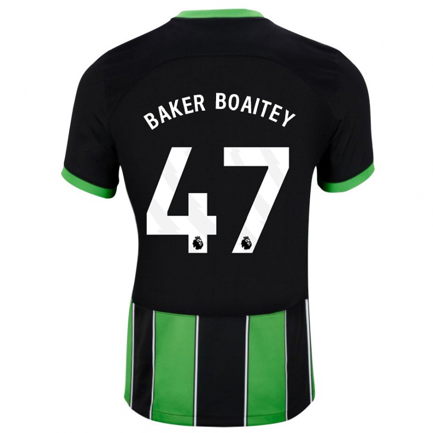 Niño Fútbol Camiseta Benicio Baker-Boaitey #47 Verde Negro 2ª Equipación 2023/24 Perú