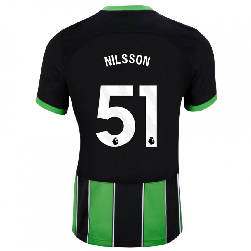 Niño Fútbol Camiseta Casper Nilsson #51 Verde Negro 2ª Equipación 2023/24 Perú