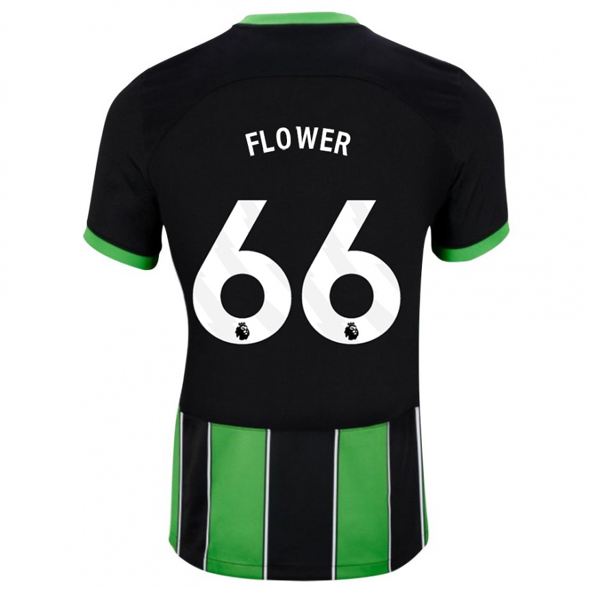 Niño Fútbol Camiseta Louis Flower #66 Verde Negro 2ª Equipación 2023/24 Perú