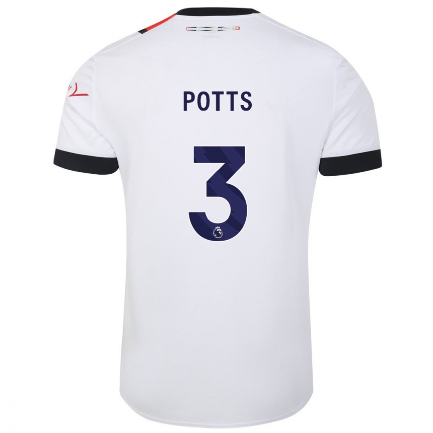 Niño Fútbol Camiseta Dan Potts #3 Blanco 2ª Equipación 2023/24 Perú