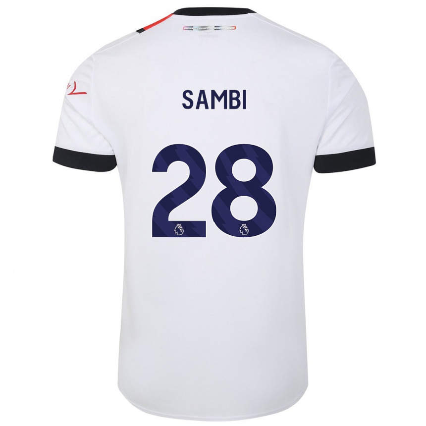 Niño Fútbol Camiseta Albert Sambi Lokonga #28 Blanco 2ª Equipación 2023/24 Perú