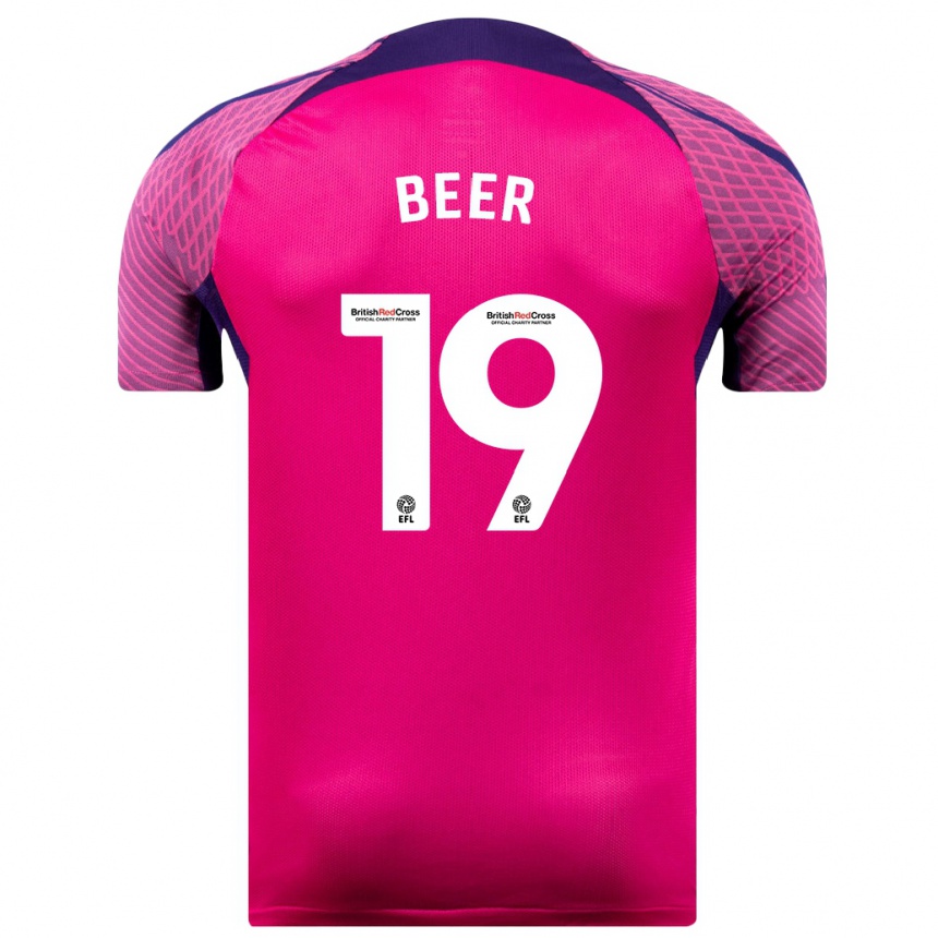 Niño Fútbol Camiseta Megan Beer #19 Morado 2ª Equipación 2023/24 Perú