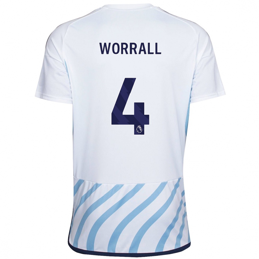 Niño Fútbol Camiseta Joe Worrall #4 Blanco Azul 2ª Equipación 2023/24 Perú