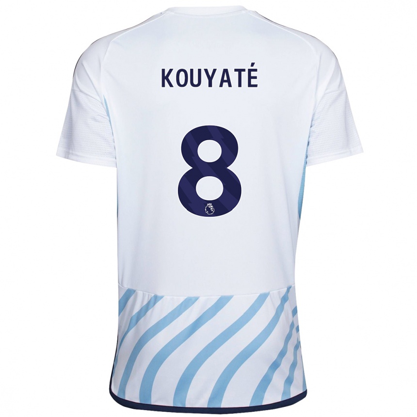 Niño Fútbol Camiseta Cheikhou Kouyaté #8 Blanco Azul 2ª Equipación 2023/24 Perú