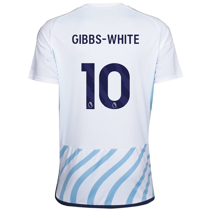 Niño Fútbol Camiseta Morgan Gibbs-White #10 Blanco Azul 2ª Equipación 2023/24 Perú