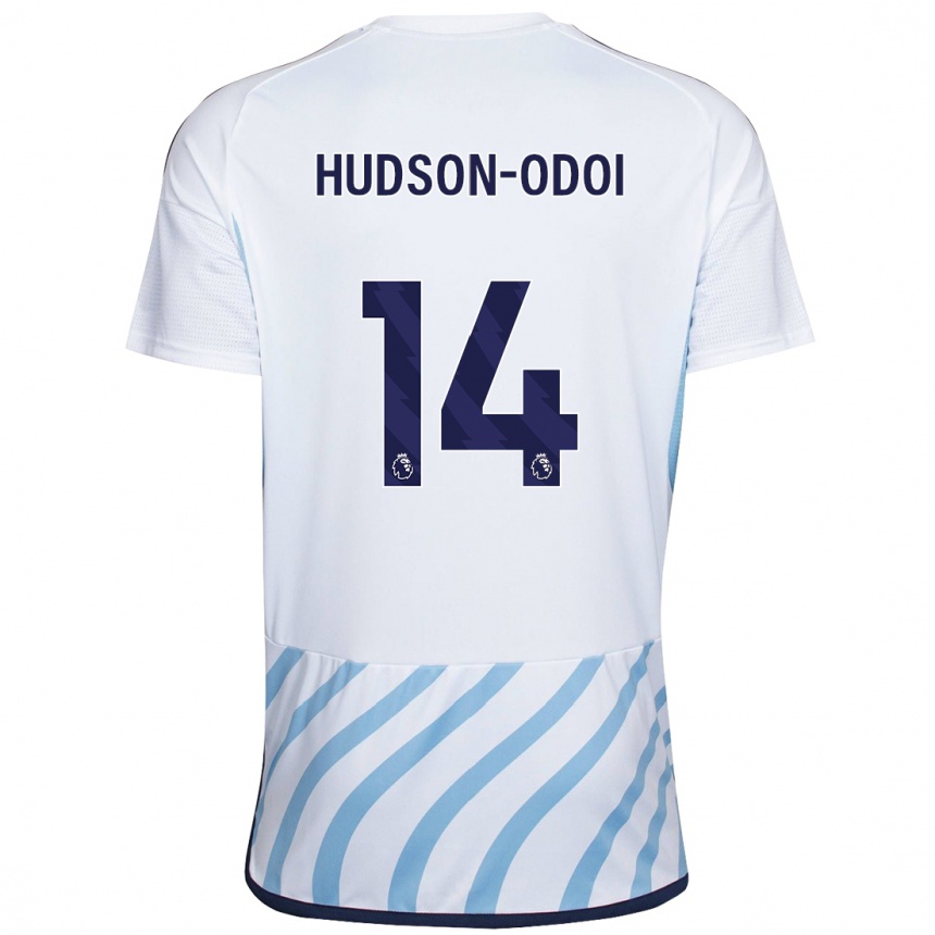 Niño Fútbol Camiseta Callum Hudson-Odoi #14 Blanco Azul 2ª Equipación 2023/24 Perú