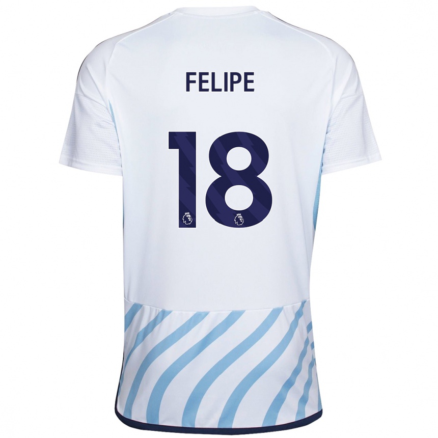 Niño Fútbol Camiseta Felipe #18 Blanco Azul 2ª Equipación 2023/24 Perú