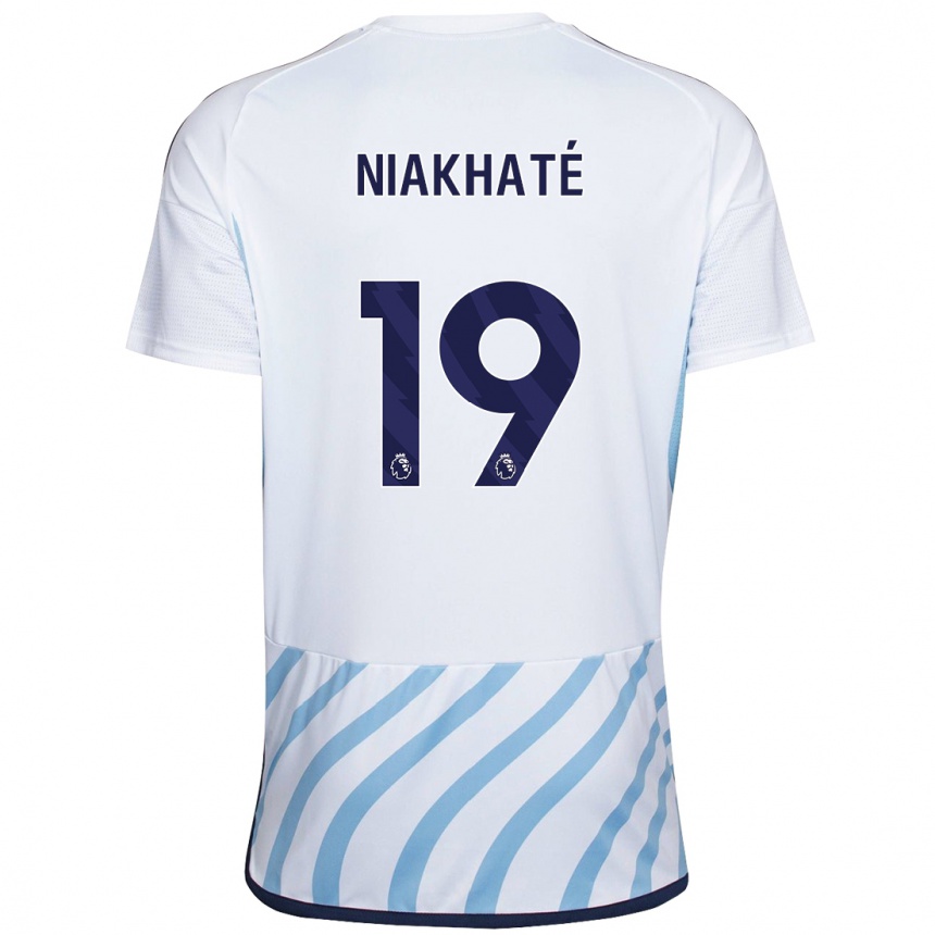 Niño Fútbol Camiseta Moussa Niakhaté #19 Blanco Azul 2ª Equipación 2023/24 Perú