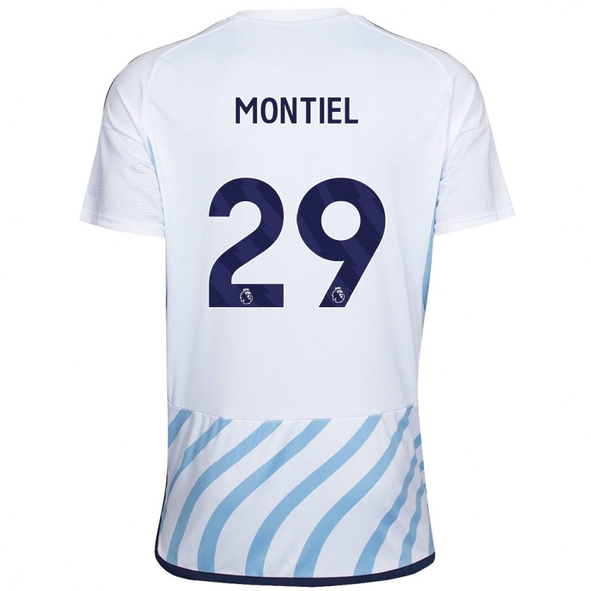 Niño Fútbol Camiseta Gonzalo Montiel #29 Blanco Azul 2ª Equipación 2023/24 Perú