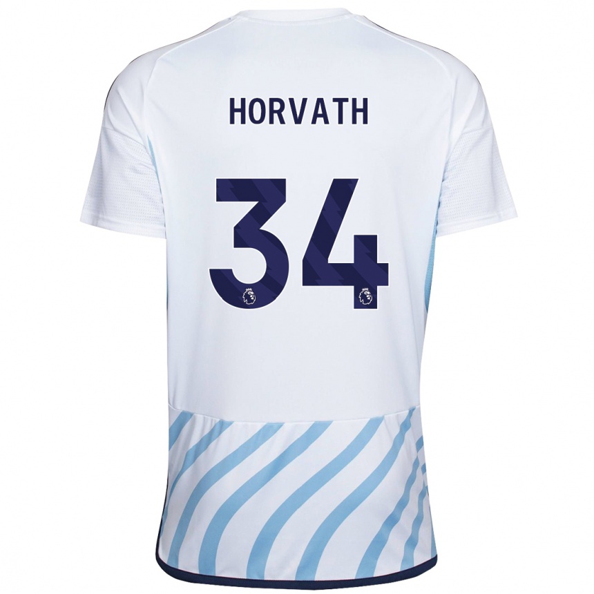 Niño Fútbol Camiseta Ethan Horvath #34 Blanco Azul 2ª Equipación 2023/24 Perú