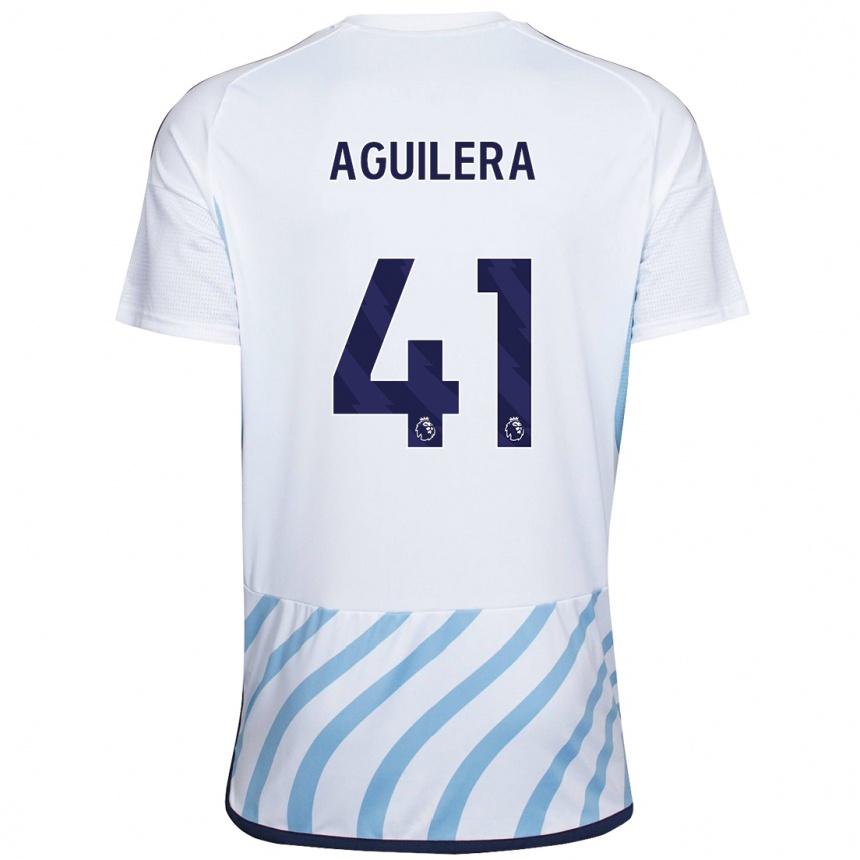 Niño Fútbol Camiseta Brandon Aguilera #41 Blanco Azul 2ª Equipación 2023/24 Perú