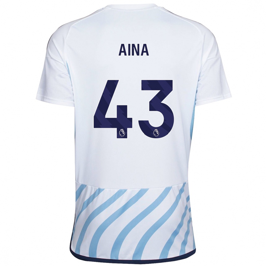 Niño Fútbol Camiseta Ola Aina #43 Blanco Azul 2ª Equipación 2023/24 Perú