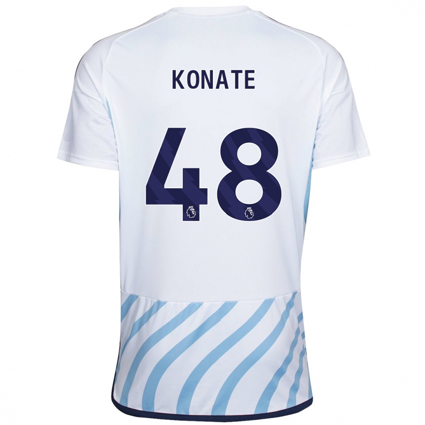 Niño Fútbol Camiseta Ateef Konaté #48 Blanco Azul 2ª Equipación 2023/24 Perú