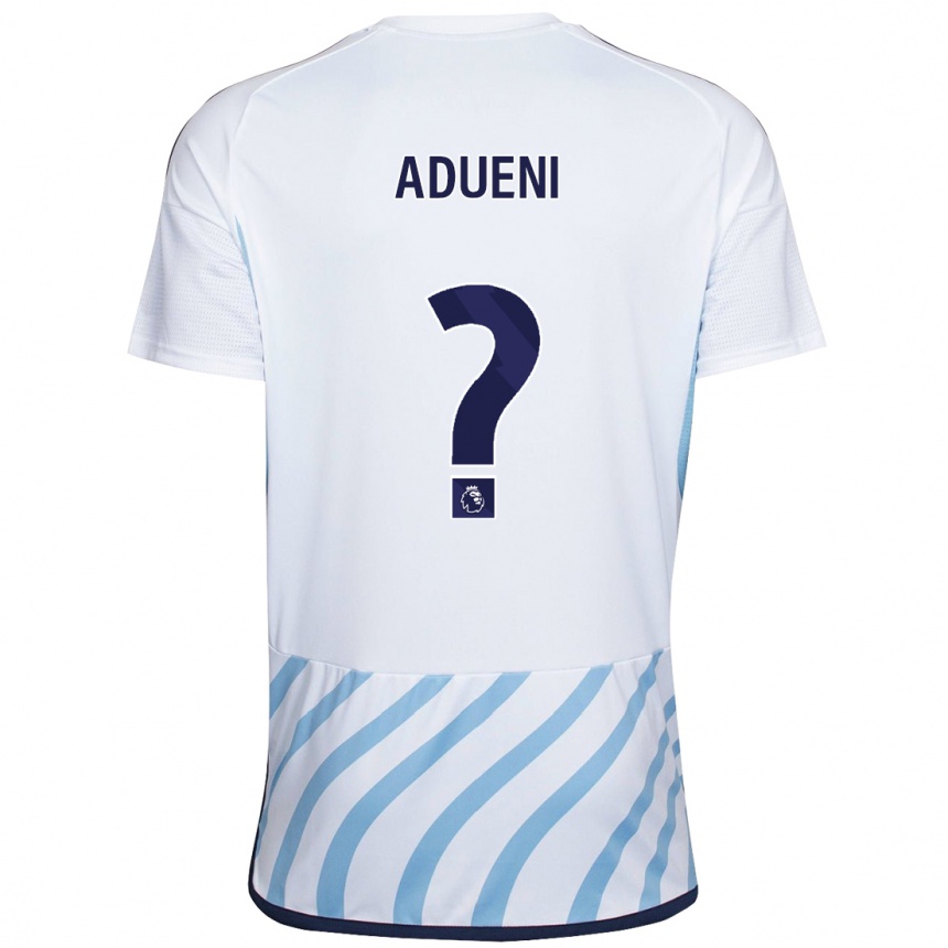 Niño Fútbol Camiseta Kevin Adueni #0 Blanco Azul 2ª Equipación 2023/24 Perú