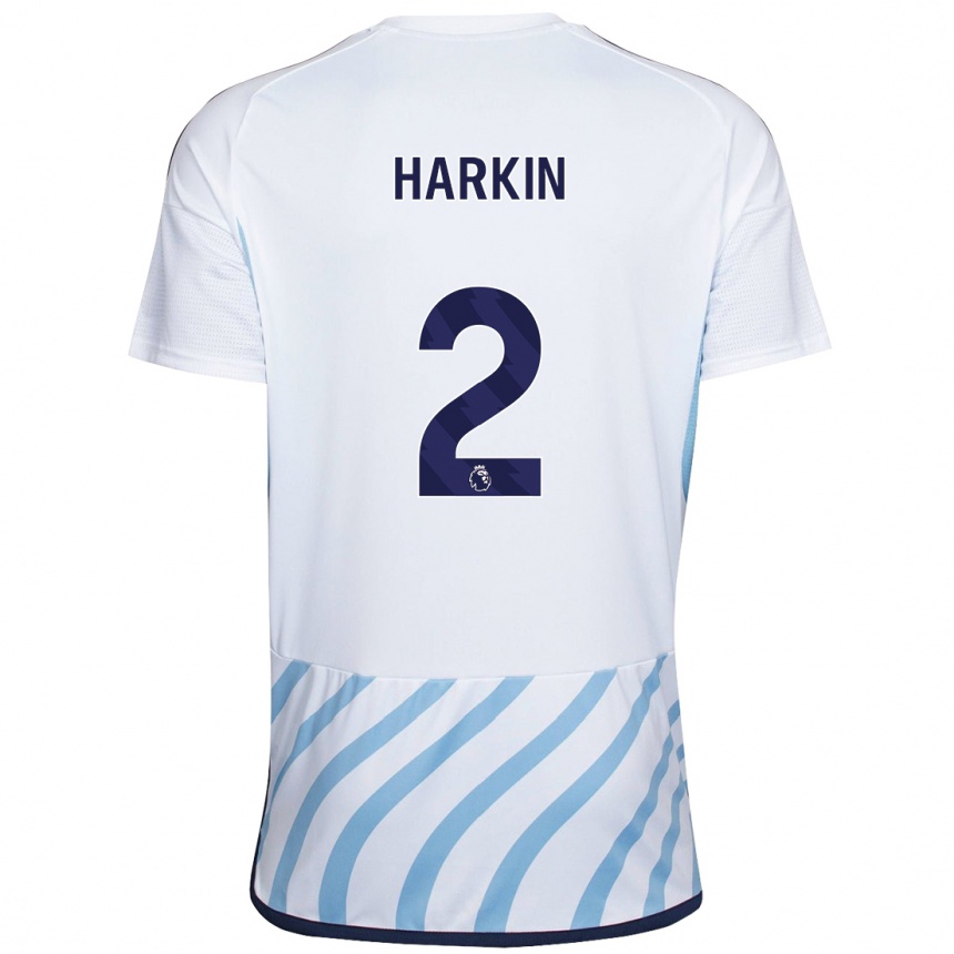 Niño Fútbol Camiseta Lyndsey Harkin #2 Blanco Azul 2ª Equipación 2023/24 Perú