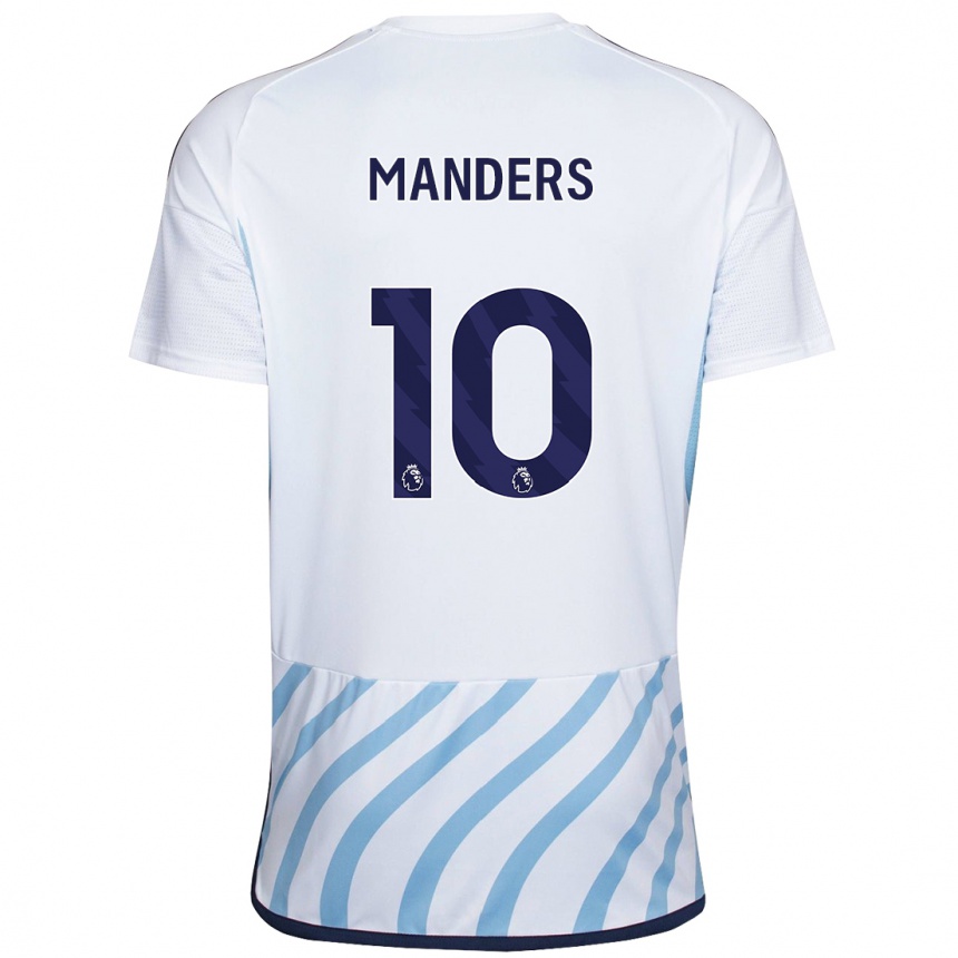 Niño Fútbol Camiseta Holly Manders #10 Blanco Azul 2ª Equipación 2023/24 Perú