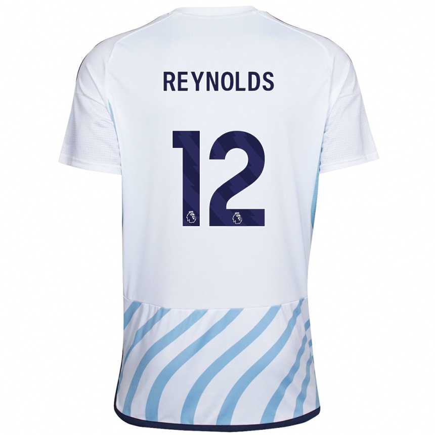 Niño Fútbol Camiseta Niamh Reynolds #12 Blanco Azul 2ª Equipación 2023/24 Perú