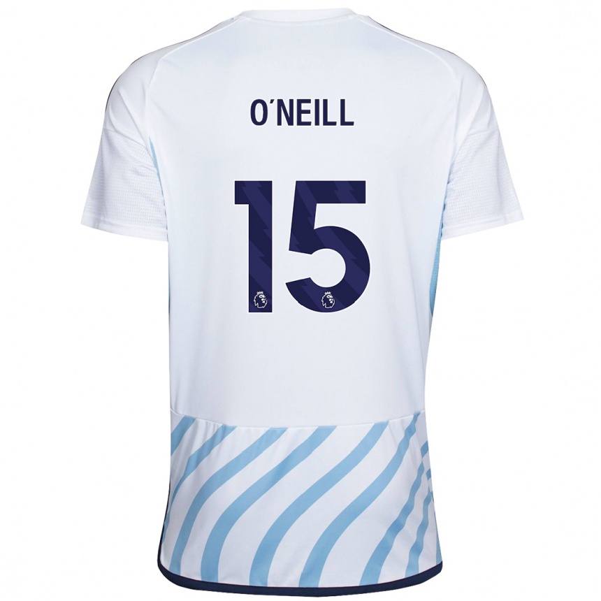 Niño Fútbol Camiseta Laura-Jayne O'neill #15 Blanco Azul 2ª Equipación 2023/24 Perú