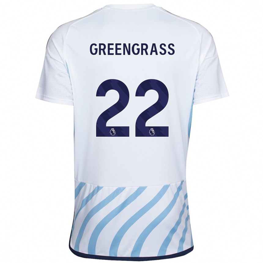 Niño Fútbol Camiseta Charlotte Greengrass #22 Blanco Azul 2ª Equipación 2023/24 Perú