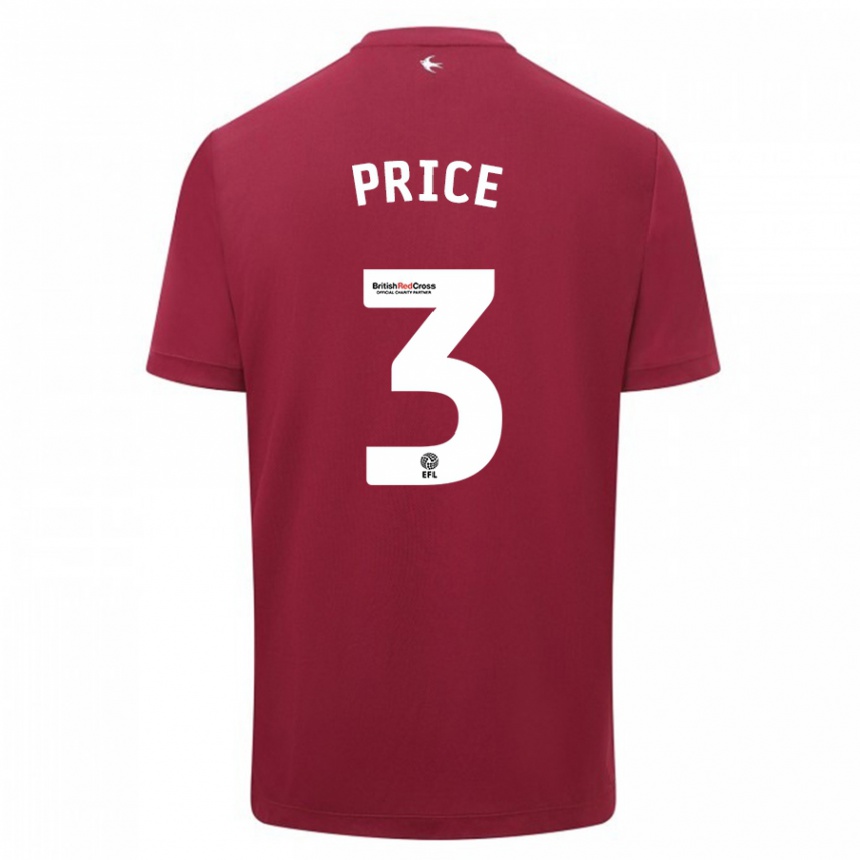 Niño Fútbol Camiseta Ffion Price #3 Rojo 2ª Equipación 2023/24 Perú