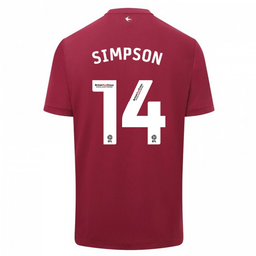 Niño Fútbol Camiseta Jasmine Simpson #14 Rojo 2ª Equipación 2023/24 Perú