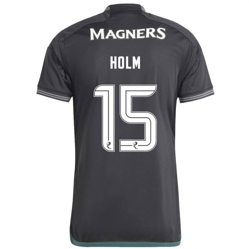 Niño Fútbol Camiseta Odin Thiago Holm #15 Negro 2ª Equipación 2023/24 Perú