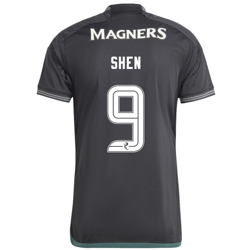 Niño Fútbol Camiseta Shen Mengyu #9 Negro 2ª Equipación 2023/24 Perú