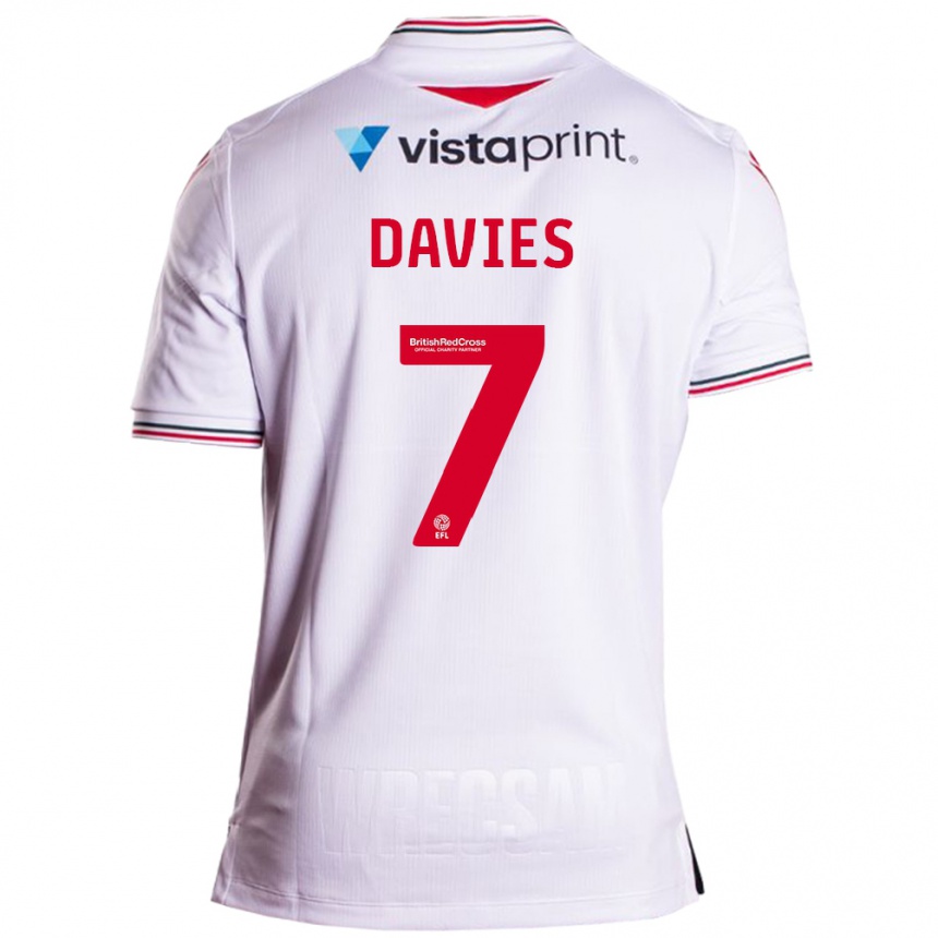 Niño Fútbol Camiseta Jordan Davies #7 Blanco 2ª Equipación 2023/24 Perú