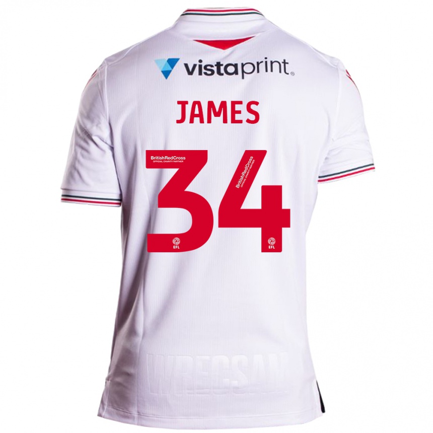 Niño Fútbol Camiseta Aaron James #34 Blanco 2ª Equipación 2023/24 Perú