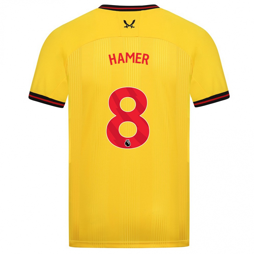 Niño Fútbol Camiseta Gustavo Hamer #8 Amarillo 2ª Equipación 2023/24 Perú