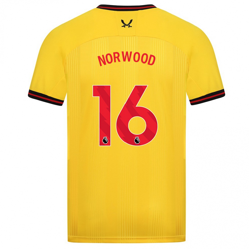 Niño Fútbol Camiseta Oliver Norwood #16 Amarillo 2ª Equipación 2023/24 Perú