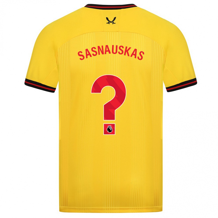 Niño Fútbol Camiseta Dovydas Sasnauskas #0 Amarillo 2ª Equipación 2023/24 Perú