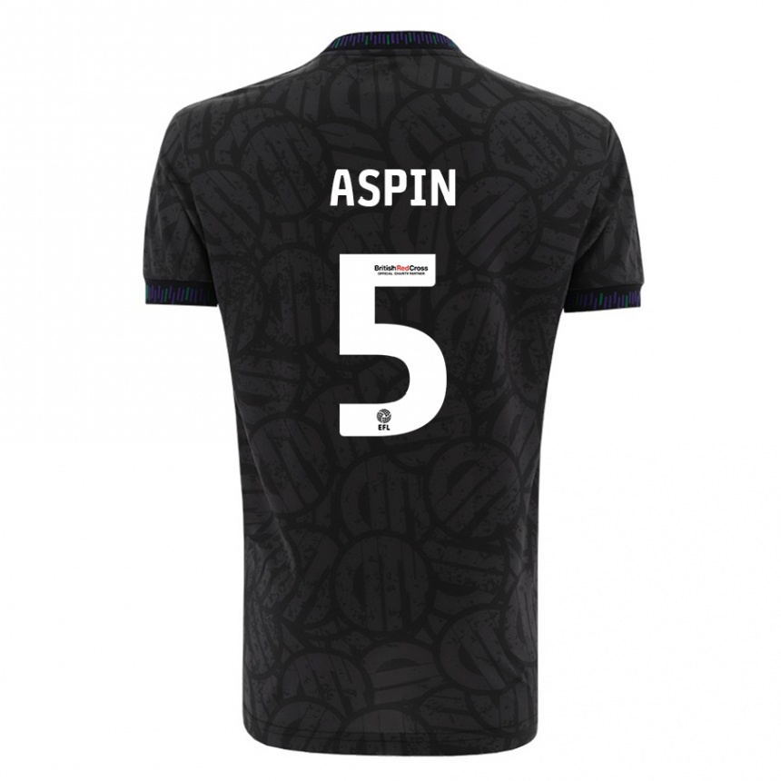 Niño Fútbol Camiseta Brooke Aspin #5 Negro 2ª Equipación 2023/24 Perú