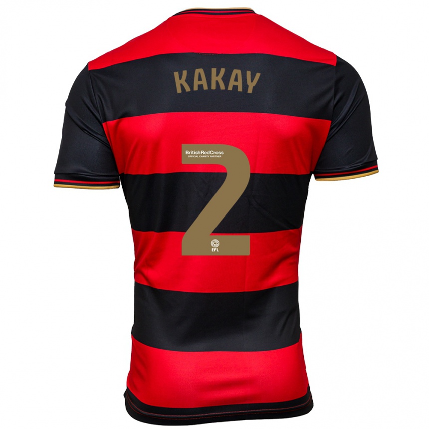 Niño Fútbol Camiseta Osman Kakay #2 Negro Rojo 2ª Equipación 2023/24 Perú