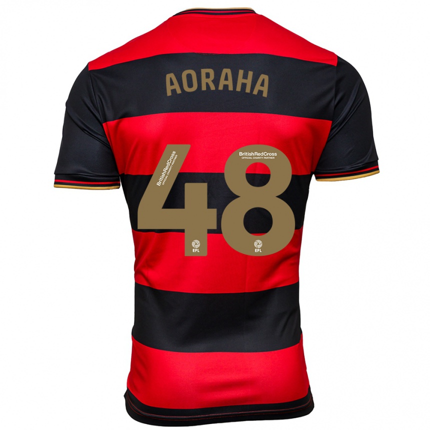 Niño Fútbol Camiseta Alexander Aoraha #48 Negro Rojo 2ª Equipación 2023/24 Perú