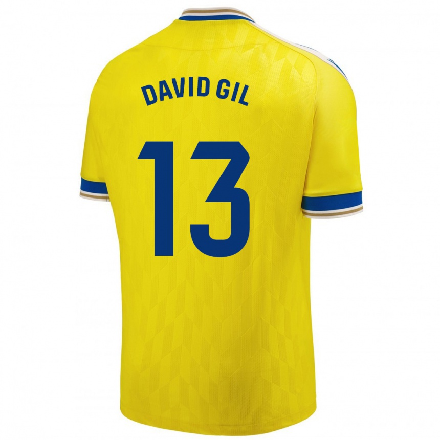 Hombre Fútbol Camiseta David Gil #13 Amarillo 1ª Equipación 2023/24 Perú