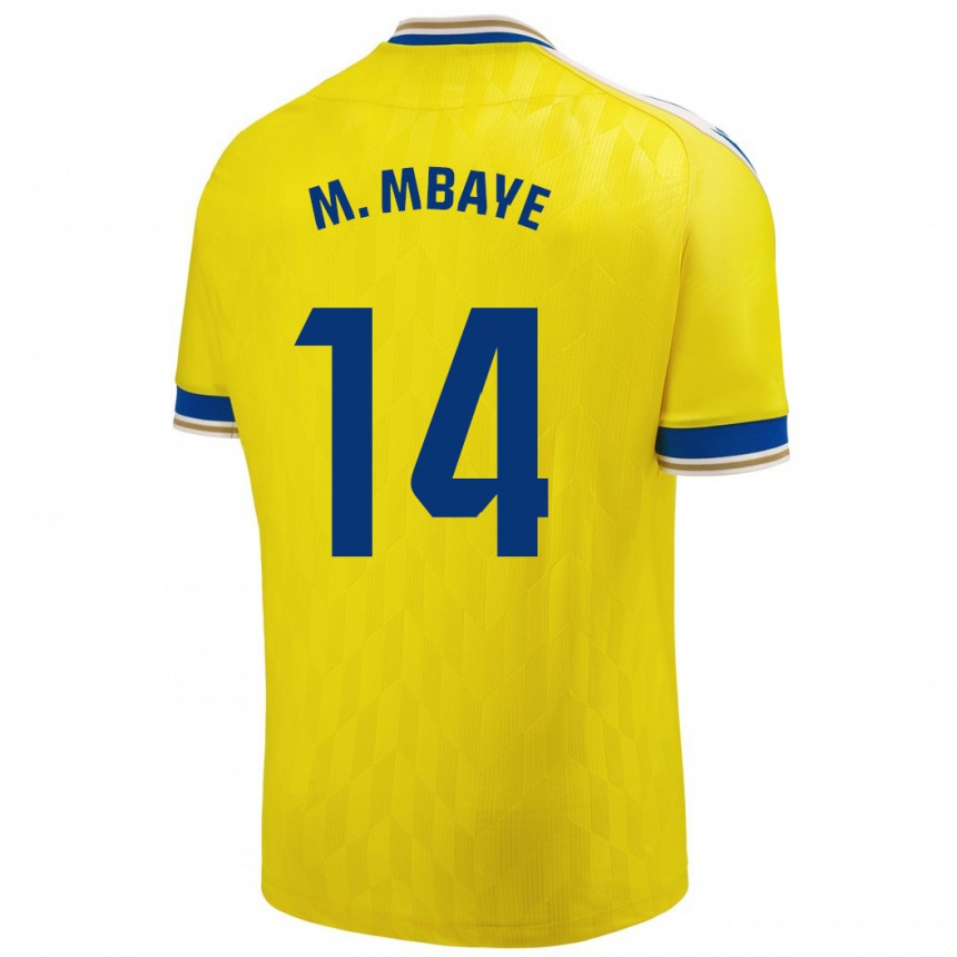 Hombre Fútbol Camiseta Momo Mbaye #14 Amarillo 1ª Equipación 2023/24 Perú