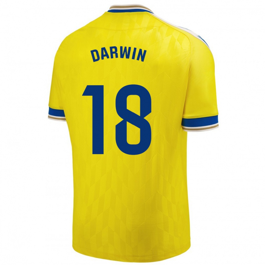 Hombre Fútbol Camiseta Darwin Machís #18 Amarillo 1ª Equipación 2023/24 Perú