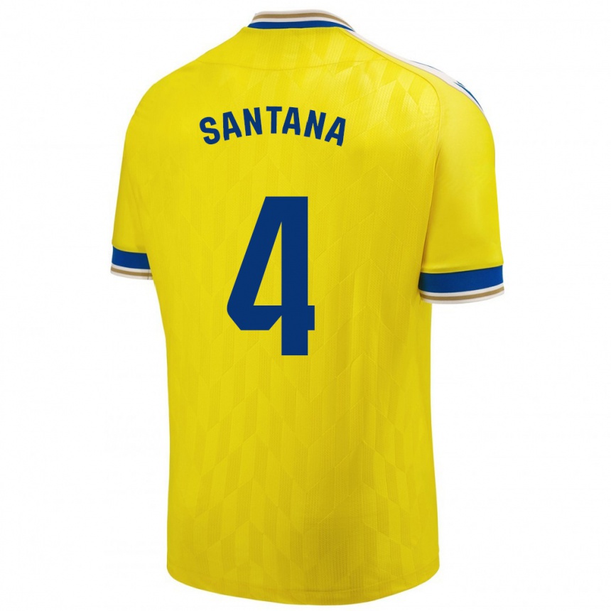 Hombre Fútbol Camiseta María Del Carmen Santana Vázquez #4 Amarillo 1ª Equipación 2023/24 Perú