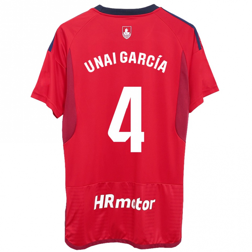 Hombre Fútbol Camiseta Unai García #4 Rojo 1ª Equipación 2023/24 Perú